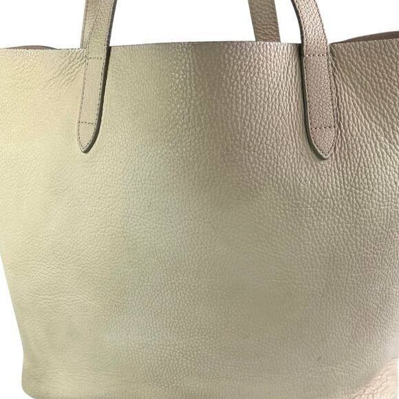 Cuyana Small Easy Tote Beige Pebbled Leather 14" Laptop Handbag Shoulder Bag - Picture 4 of 9
